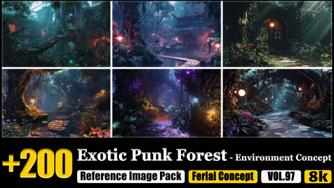 200 Exotic Punk Forest Environment Concept Reference Image Pack v.97 |8K|