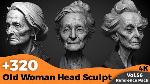 +320 Old Woman Head Sculpt References(4k)