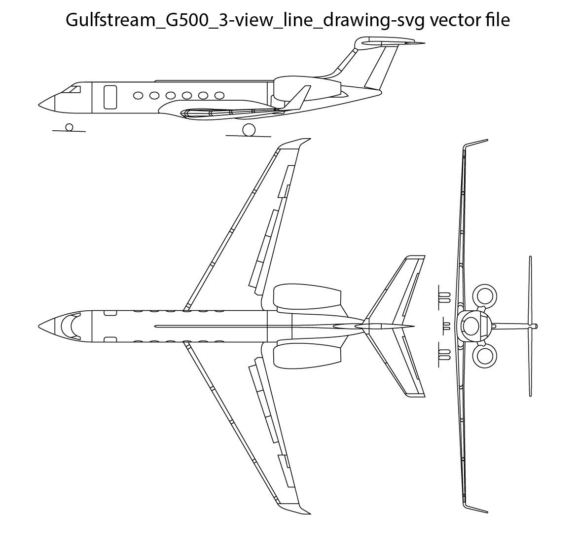 ArtStation - Gulfstream G500 3 view line drawing svg vector file Air ...