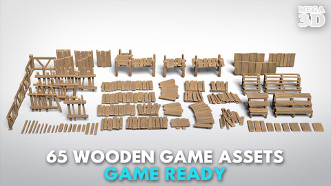 65 Lowpoly Wooden Game Assets - 240225