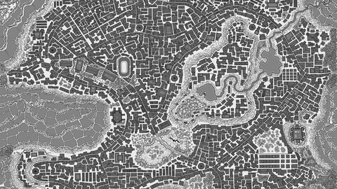 Grayscale City Map 001 (The Rice Fields)