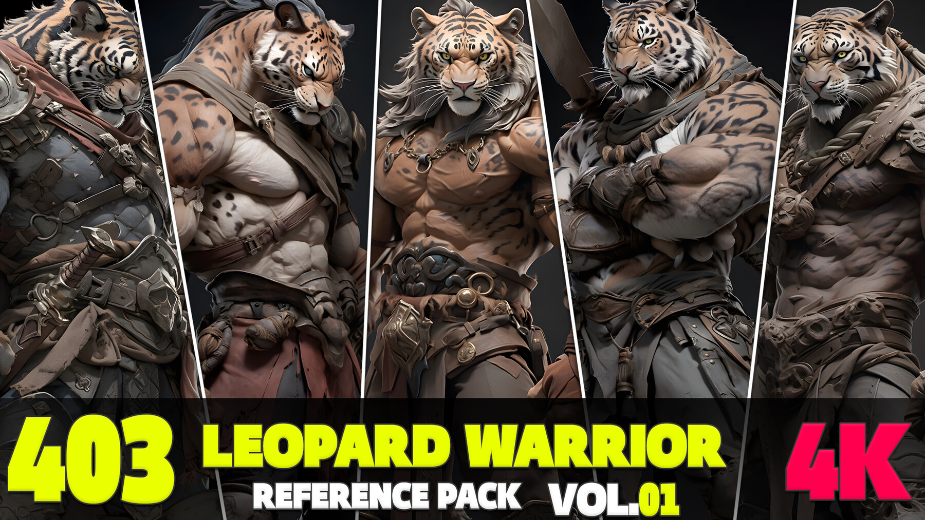 Artstation 403 4k Leopard Warrior Reference Pack Vol01 Artworks