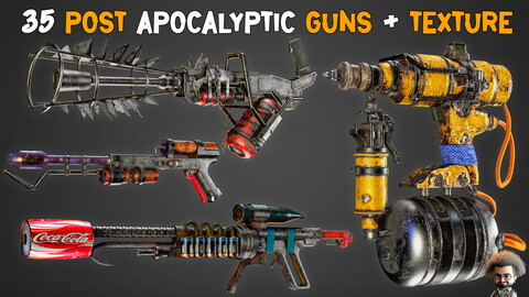 35 Post Apocalyptic Guns + 4K Texture