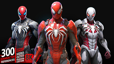 320 Spiderman Concept-Hero-Outfit-Fashion-Costume - Character References | 8K Res