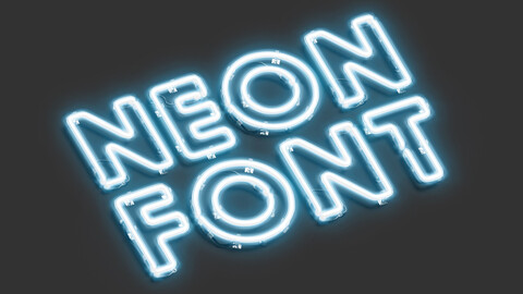 Blue neon capital letters - illuminated led uppercase font