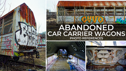 Abandoned car carrier wagons [PHOTO REFERENCES PACK] JPG+DNG