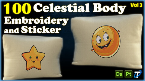 100 Celestial Body Embroidery and Sticker - Vol 3