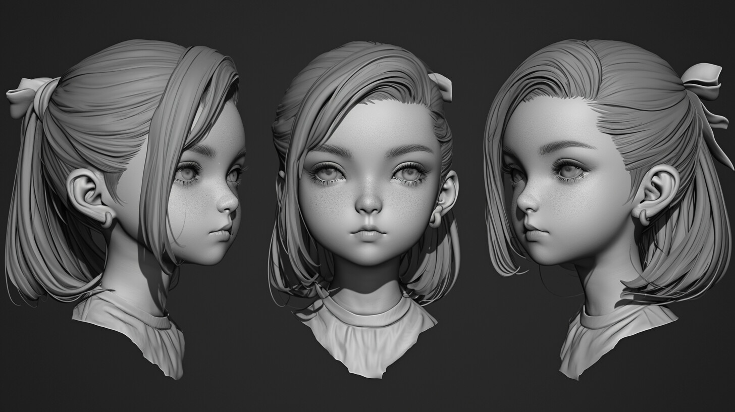 ArtStation - +320 Kid Girl Head Sculpt Reference(4k) | Artworks