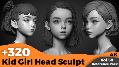 +320 Kid Girl Head Sculpt Reference(4k)