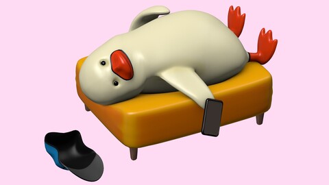 Bird Lying On The Bed 3D Model