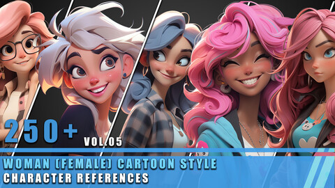 250+ Woman Female Cartoon Style - Character References Vol.05