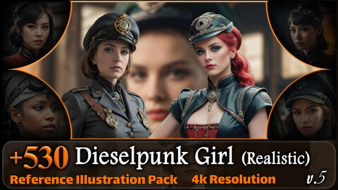530 Realistic Dieselpunk Girl Reference Pack | 4K | v.5
