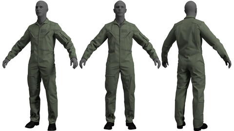 US Flight Suit CWU-27/P (Marvelous Designer / Clo 3D project+OBJ)