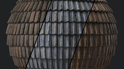 Roof Tile Materials 113- Concrete Roofing | Sbsar, Seamless, Pbr, 4k