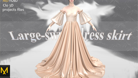 Floor-Length Dress_Swing Skirt__Marvelous Designer_Clo 3D project