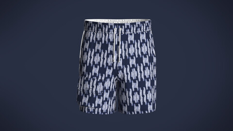 Mens Cargo Shorts with shibori dye print and white tipping