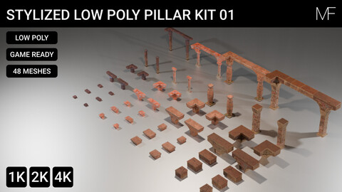 Stylized Low Poly Pillar Kit 01