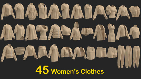 45 Women's Clothes . Marvelous / CLO Project file - OBJ - FBX