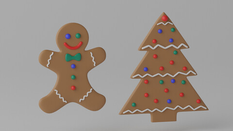 Cartoon Gingerbread Cookie 3D model