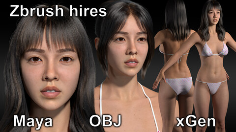 Full body asian girl 3D model