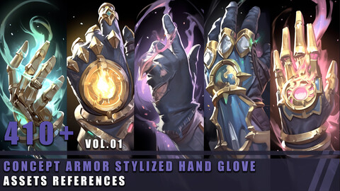 410+ Concept Armor Stylized Hand Glove - Assets References Vol.01