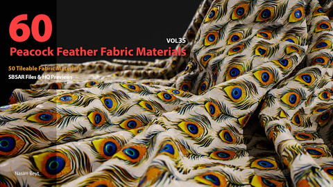 60 Tileable Peacock Feather Fabric Materials-VOL35 SBSAR