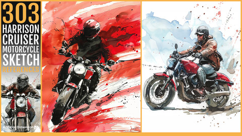 303 Harrison Cruiser Red Motorcycle Sketch