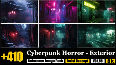 410 Cyberpunk Horror - Exterior Reference Image Pack v.55 |8K|
