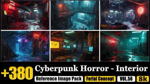 380 Cyberpunk Horror - Interior Reference Image Pack v.56 |8K|