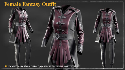 Female Fantasy Outfit 005 / Marvelous Designer / 4k Textures/Smart material / OBJ-FBX