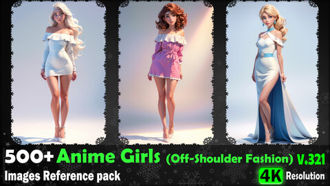 500+ Anime Girls (Off-Shoulder Fashion) Images Reference Pack - 4K Resolution - V.321