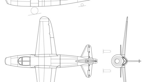 Heinkel He 178 3-view svg vector file