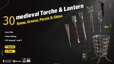 30 Medieval Torches & Lantern