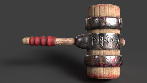 Cheap and Detailed - Stylized Hammer with blood and without (Unreal Engine Ready) (gltf export included) | Game Ready Model