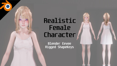 Girl in Casual Clothing 0001 - Realistic Female Character - Blender Eevee