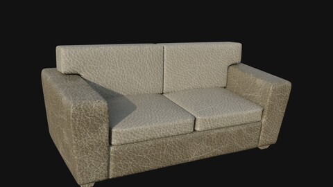 3d sofa two seater white leather