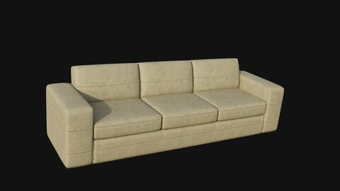 3d model three seater beige sofa seam pattern