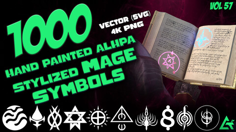 1000 Hand Painted Alpha Stylized Mage Symbols (MEGA Pack) - Vol 57