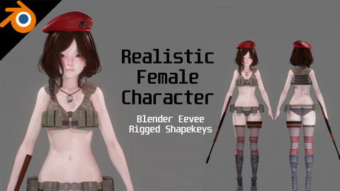 Soldier Agent Girl - Realistic Female Character - Blender Eevee