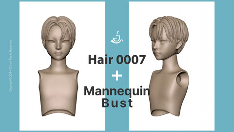 ㅣJC'sㅣ3D MODELSㅣHair+Mannequin Bust 0007