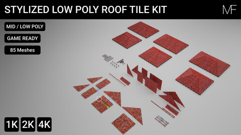 Stylized Low Poly Roof Tile Kit