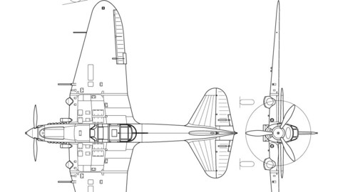 Ilyushin Il-2 3-view-svg vector file