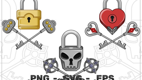 Vector Design of Padlock with Old Keys