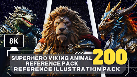 200 Super Hero Viking Animals Pack | 8K