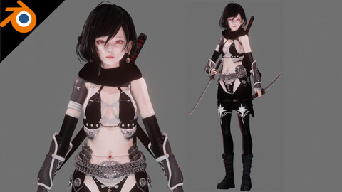 Dark Assassin - Realistic Female Character - Blender Eevee