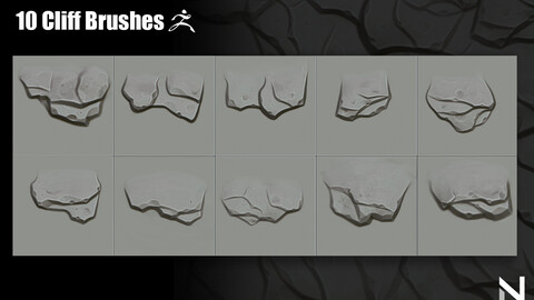 10 Stylized Cliff Brushes for Zbrush