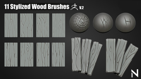 11 Stylized Wood Patterns for Zbrush V2