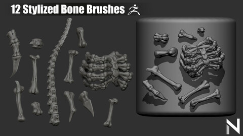 12 Stylized Bone Brushes for Zbrush