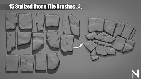 15 Stone Tile Brushes for Zbrush