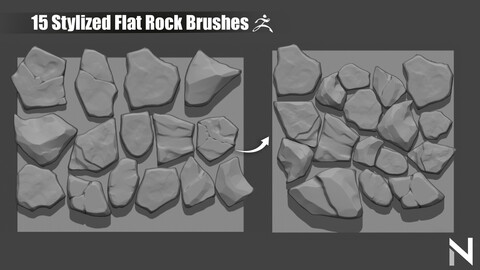 15 Stylized Flat Rock Brushes